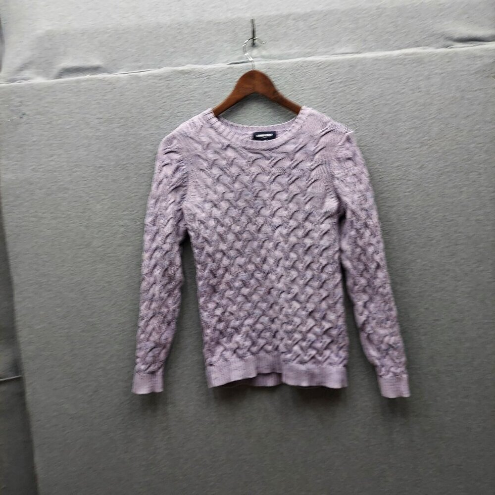 Lands End Womens Drifter Cable Knit Sweater XS Light Purple 100% Cotton Long Sle